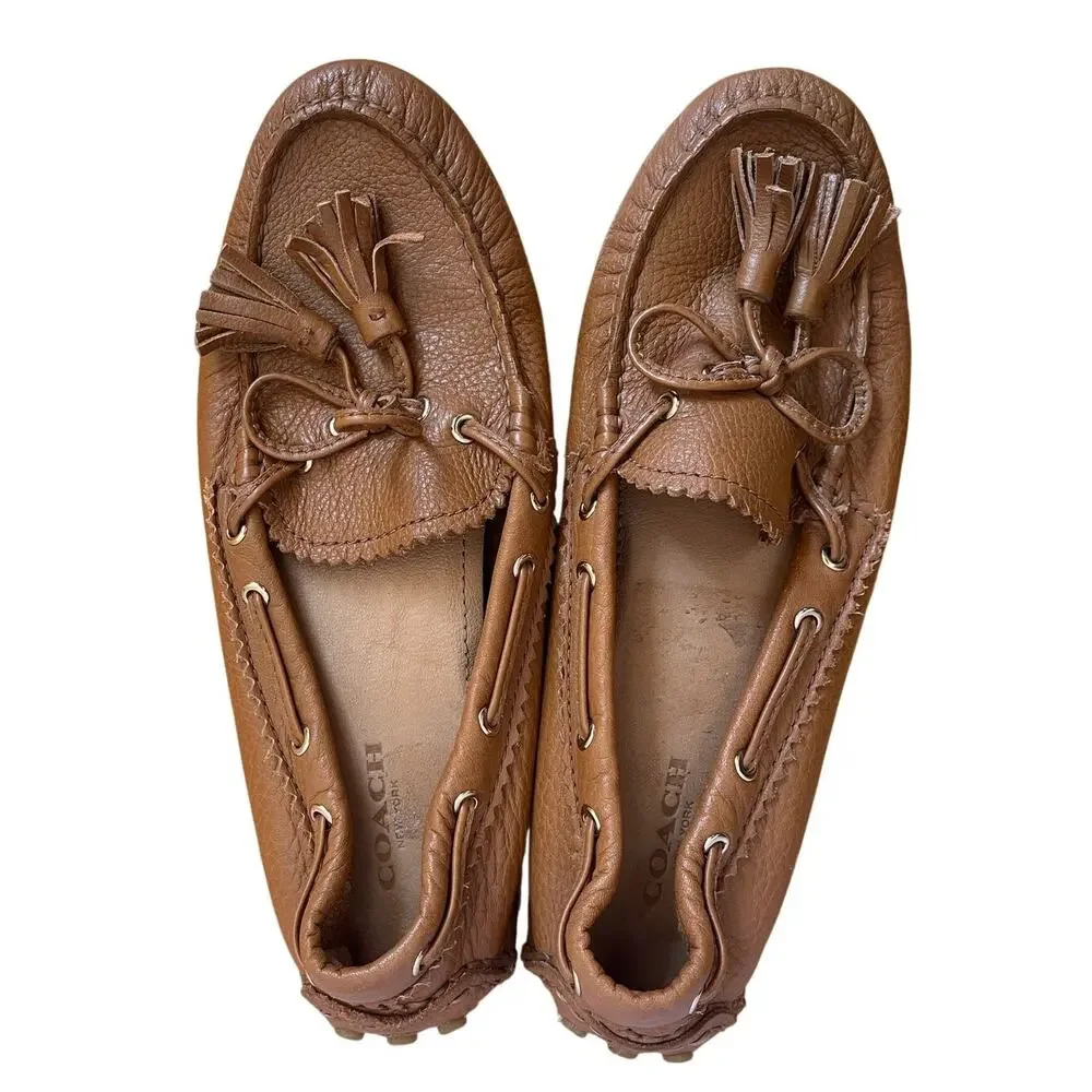 Coach Nadine Driving Loafers Moccasin Toe Tan Women's 6 NWOT